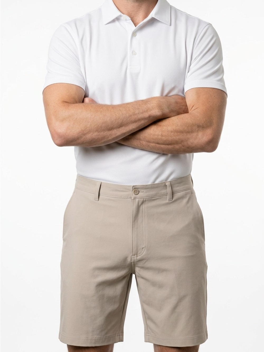 Grandslam Men’s Size 40 Golf Shorts Beige Flat Front Performance 360 Motion Flow